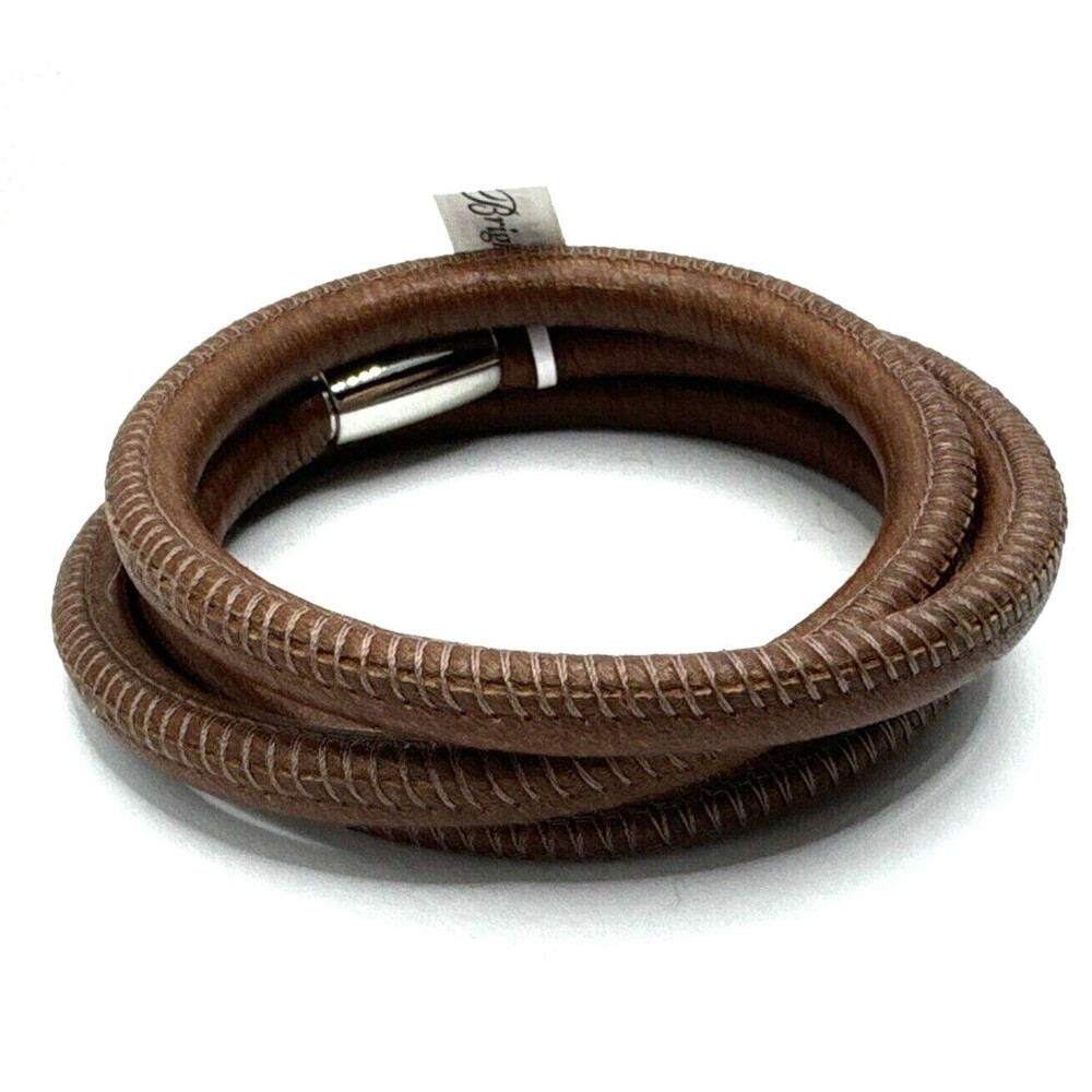 Brighton Woodstock Brown Triple Add Charms/Beads Leather Bracelet NWT 22in